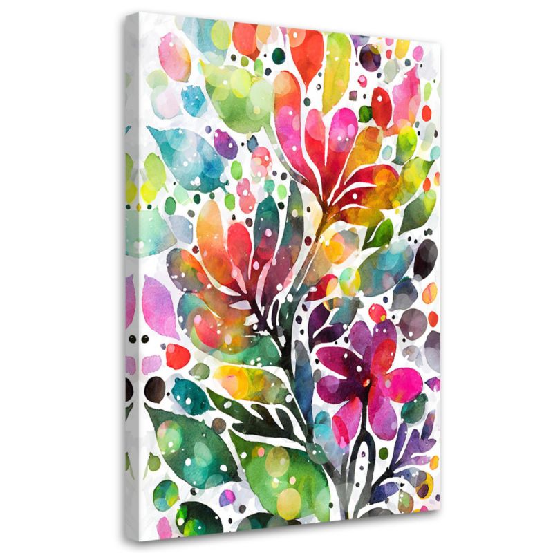 Obraz do salonu Feeby Kwiaty Liście Akwarela Kolorowy Natura 40x60cm 1szt