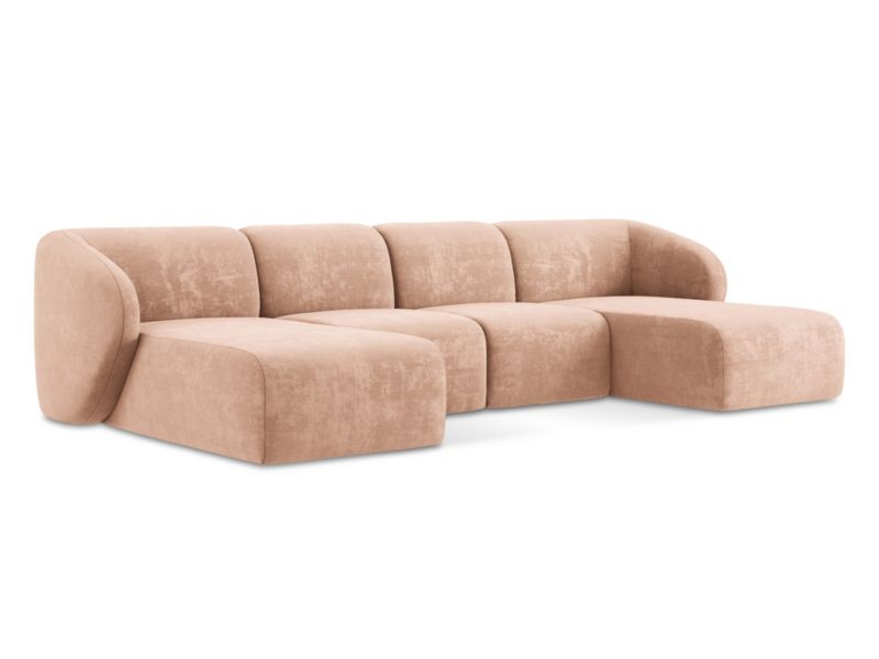 Sofa panoramiczna LaMiaSofa CERVO z tkaniny szenilowej 370x170 cm brzoskwiniowy 1 szt.