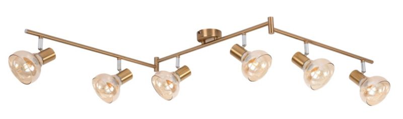 Oprawa sufitowa Rabalux Holly złoto antyczny-bursztynowy 6 x E14 x 40W IP20 wym: 20 x 150 x 15 cm - 1 szt.