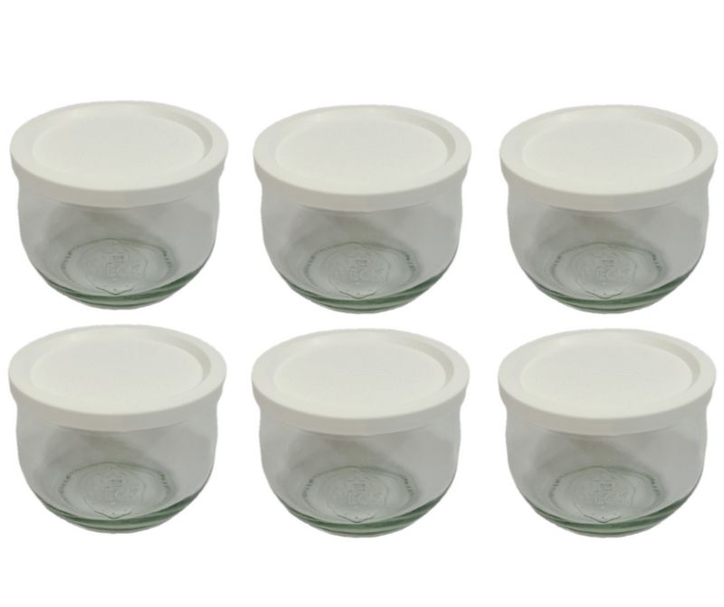 Słoiki MODO24 Weck 580 ml fi 100 tulip plastikowe wieka 6 kpl.