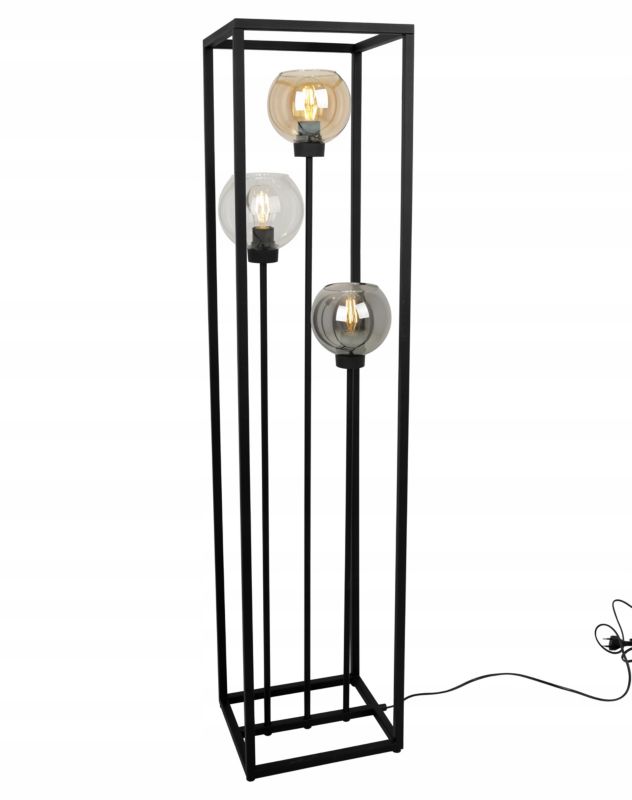 Lampa podłogowa stojąca Light Home LH Haga Cage 3x E27 60W klosz okrągły podstawa czarna 1szt.