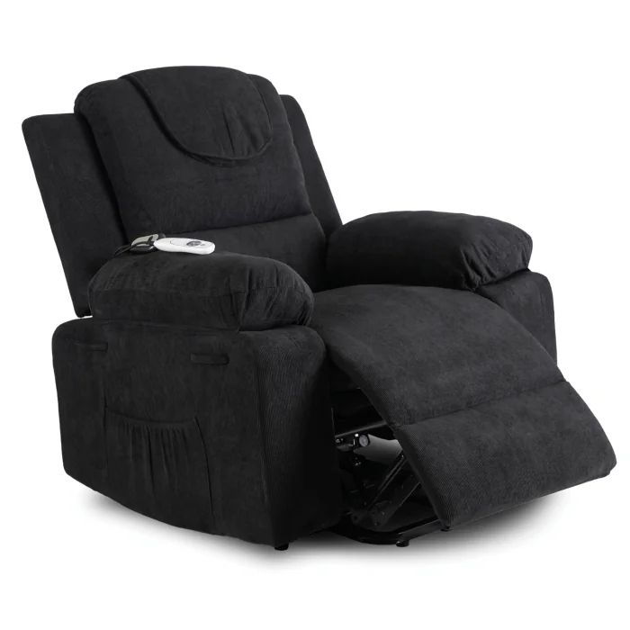 Fotel Masujący FENIX Mebel Elite z Podnoszeniem Dla Seniora Czarny 1 szt
