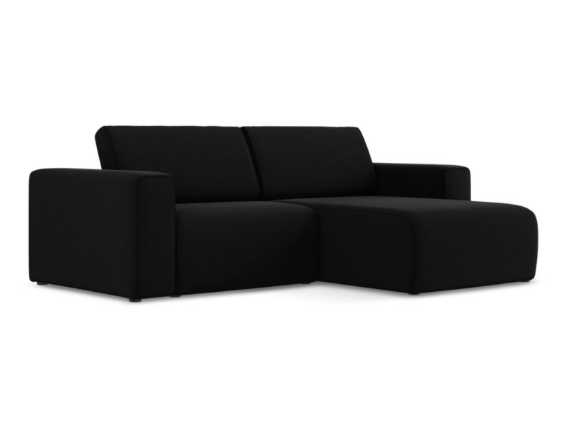 Narożnik prawostronny LaMiaSofa CASERTA z tkaniny welwetowej 224x167 cm czarny 1 szt.