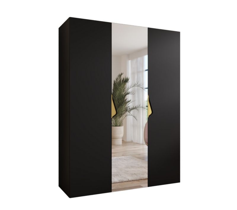 Szafa uchylna z lustrem otwierana Abiks SANDI 2 150 wys 202 cm Czarny + Złoty 1 szt