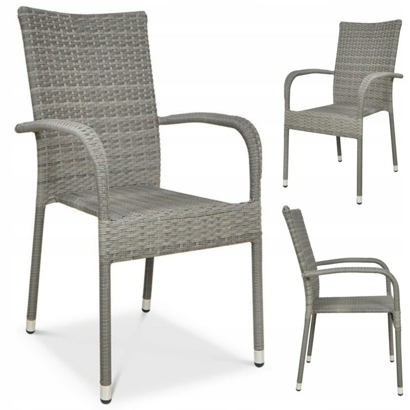 Krzesło Focus Garden Ogrodowe na Balkon Taras Ogród Technorattan Fiesta Dolphin Szare 1 szt