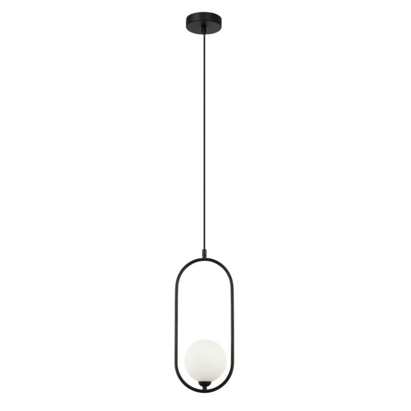 Lampa wisząca Italux Lupus czarno-biała szklana kula dekoracyjna 1xG9 x 25W 1 szt.