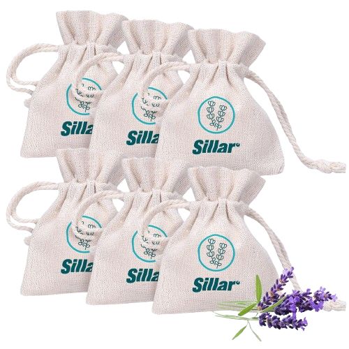 Zawieszka do szafy, Sillar, z suszoną lawendą, woreczek lniany, odświeżacz, lawendowy, zestaw, 6szt