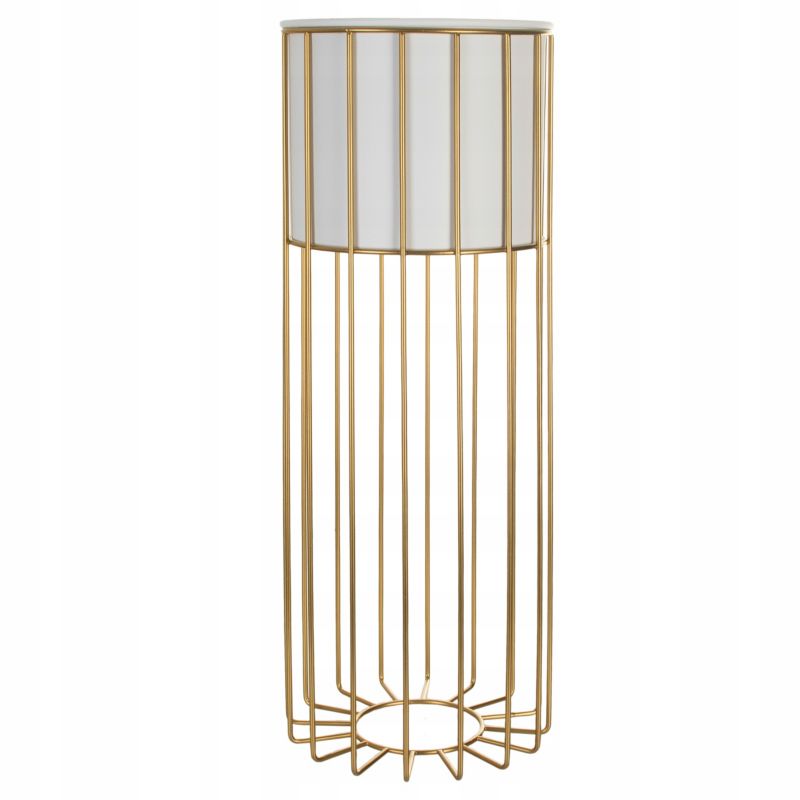 Urokliwe Wnętrza Kwietnik Stojący Metal Biało Złoty Stojak Loft Druciany 55Cm - 1 szt.