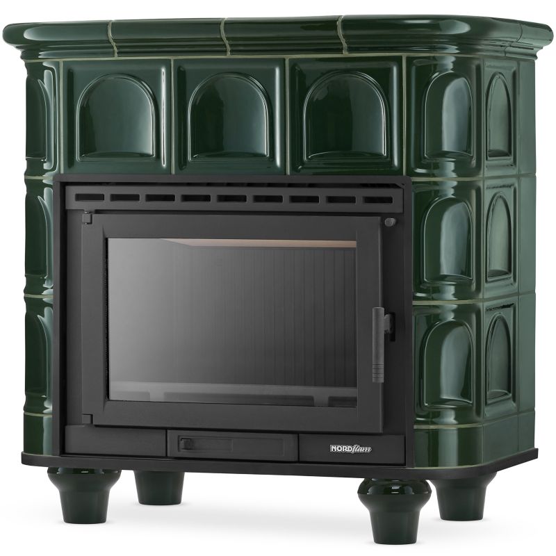 Piec kaflowy kominek koza żeliwny ceramiczny HIGHER wkład FLORENCJA kolor zielony 1 szt