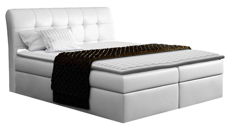 Łóżko kontynentalne MIRJAN 24 Diego 180x200 biała ekoskóra 1 szt.