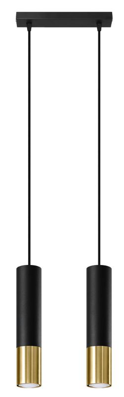 Lampa sufitowa wisząca Sollux Lighting Loopez 1769 czarna-złoto szerokość 29 cm 2xGU10 x 40W 1 szt.