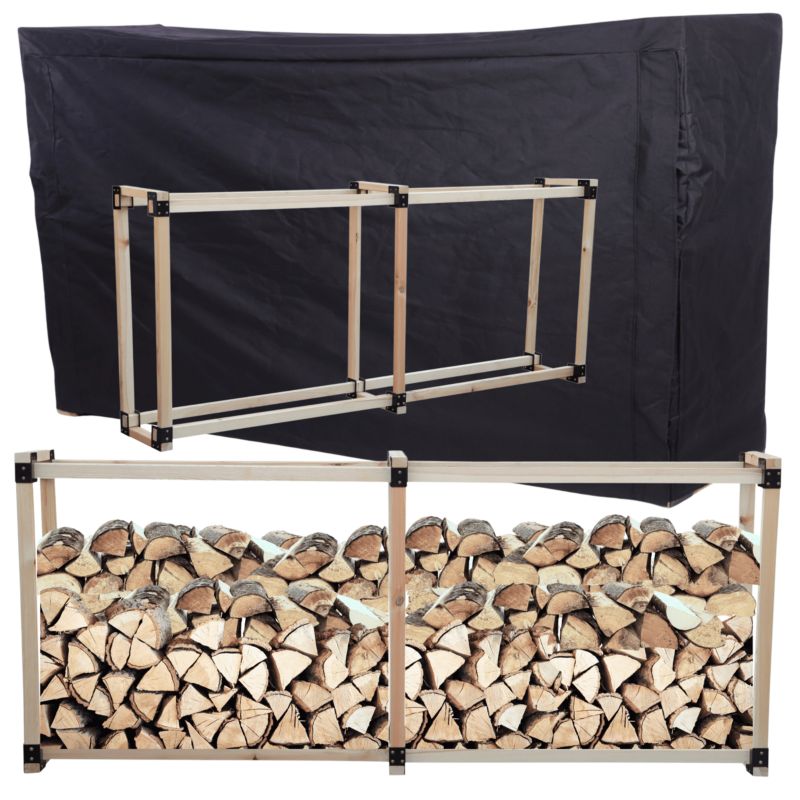 Stojak na drewno kominkowe MODO24 wiata z pokrowcem drewutnia 1,4 m3 1 szt.