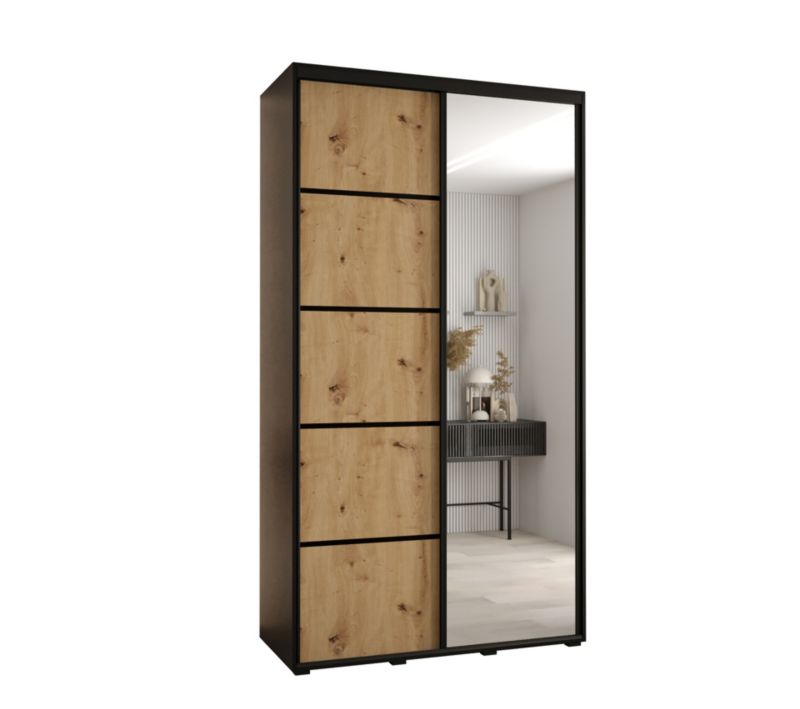 Szafa przesuwna Abiks DAVOS 5 wysoka szer.130cm gł.60cm czarny/artisan/czarny 1szt.