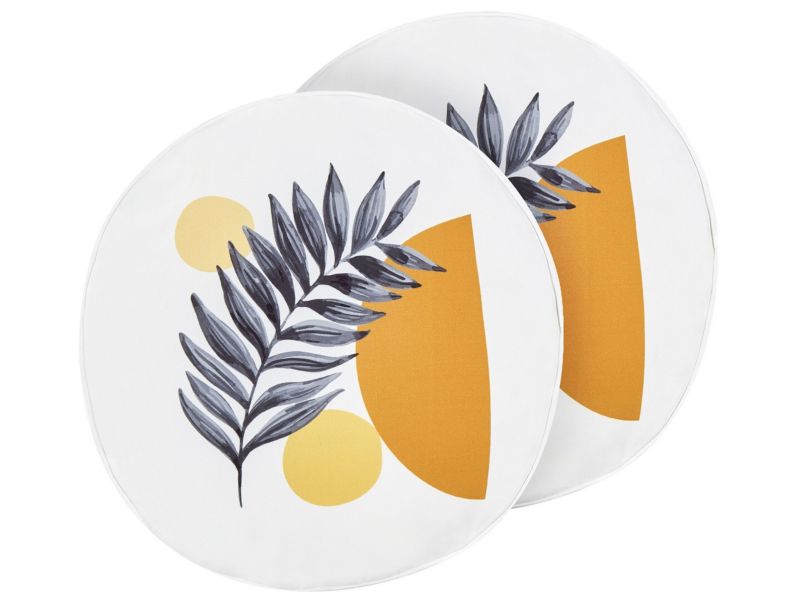 Zestaw 2 poduszek ogrodowych Wzór roślinny Viozene 40 x 40 cm Biały 1 par.