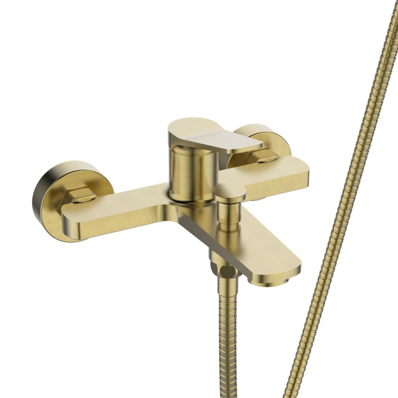 Bateria wannowa Invena Nestos z zestawem natrysk, złoto szczotkow 1 szt.