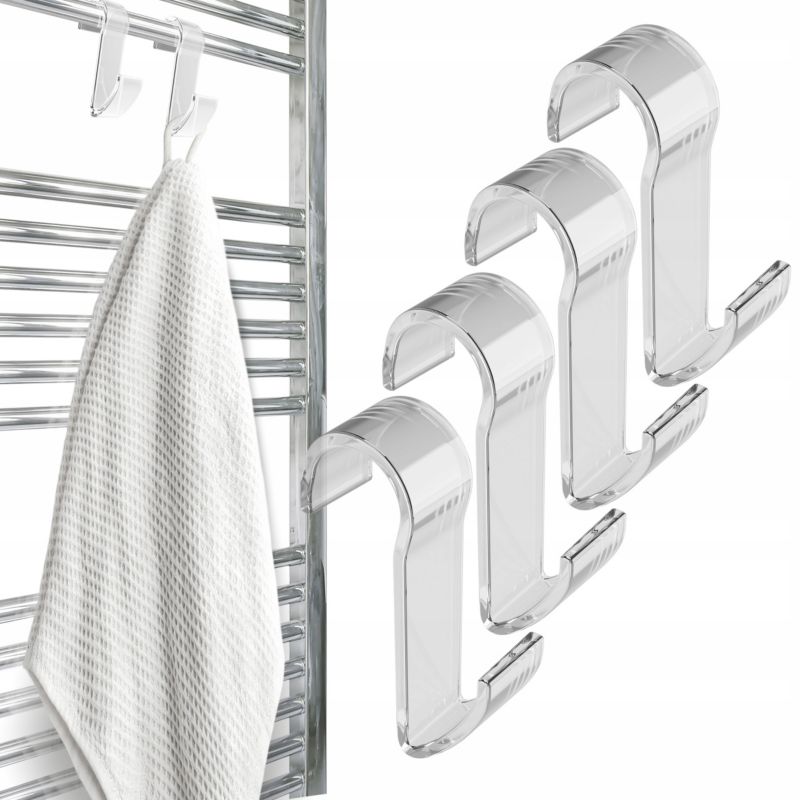 Haczyki, Sillar, wieszaki łazienkowe, uchwyty na kaloryfer, grzejnik, dwustronne, przezroczyste, 4szt