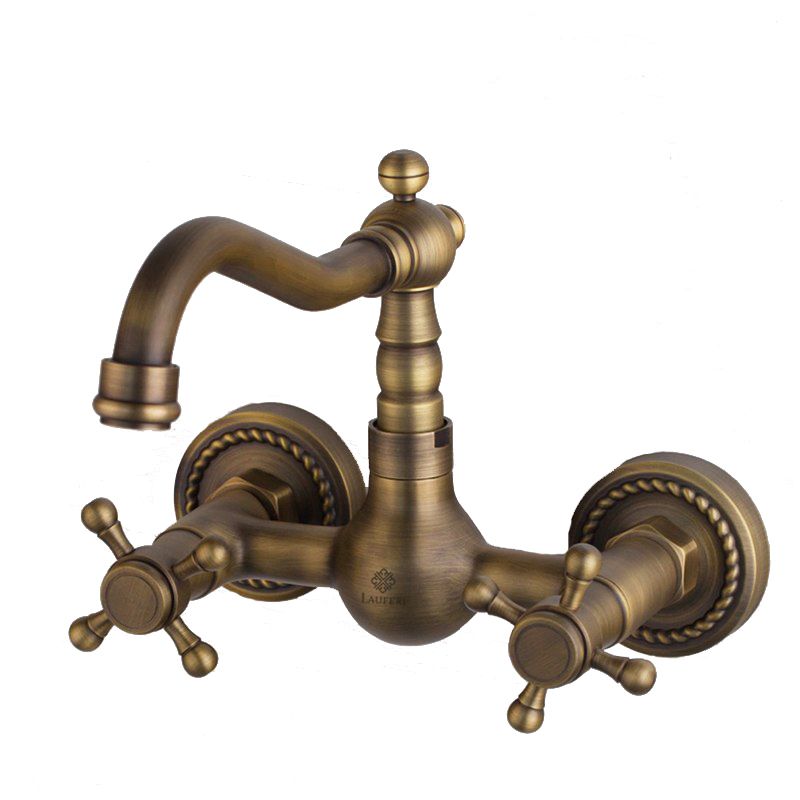 Bateria umyalkowa Lauferi ILONIA mosiężna ścienna szczotkowany mosiądz retro 1 szt.