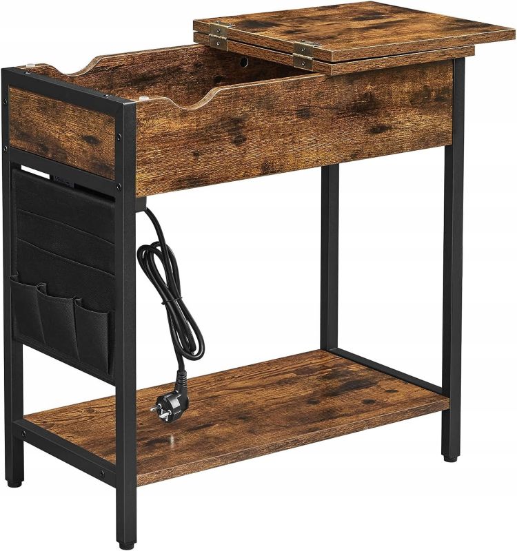 Stolik pomocniczy Songmics z gniazdkami rustykalny 1 szt