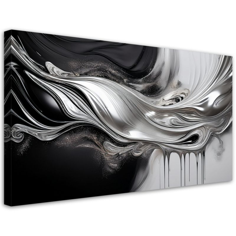 Obraz na płótnie Feeby Czarno Srebrna Abstrakcja 3D 100x50cm 1szt