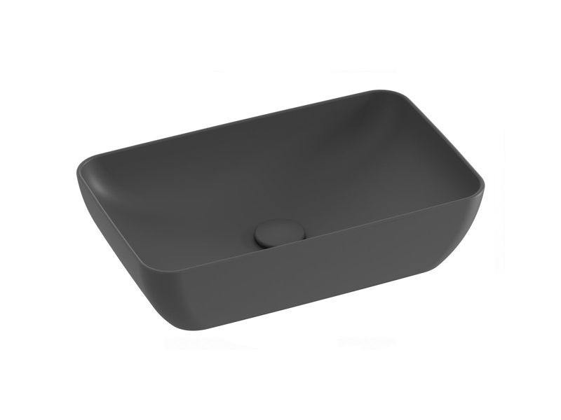 Prostokątna umywalka ceramiczna nablatowa Ravak Uni 500 R Slim cienkościenna antracyt 1szt