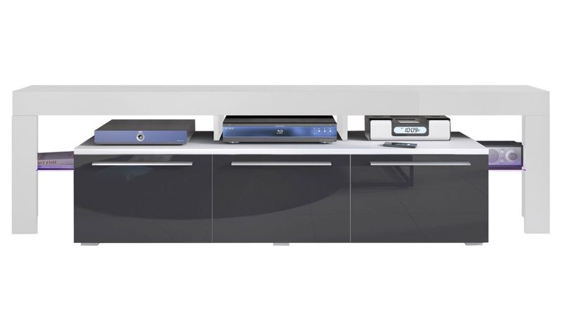 Szafka RTV MIRJAN 24 Beta 150 Plus biały + szary połysk 1 szt.