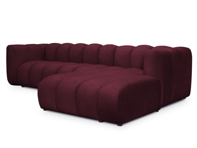 Narożnik prawostronny LaMiaSofa NAPOLI z tkaniny szenilowej 258x179 cm burgundowy 1 szt.