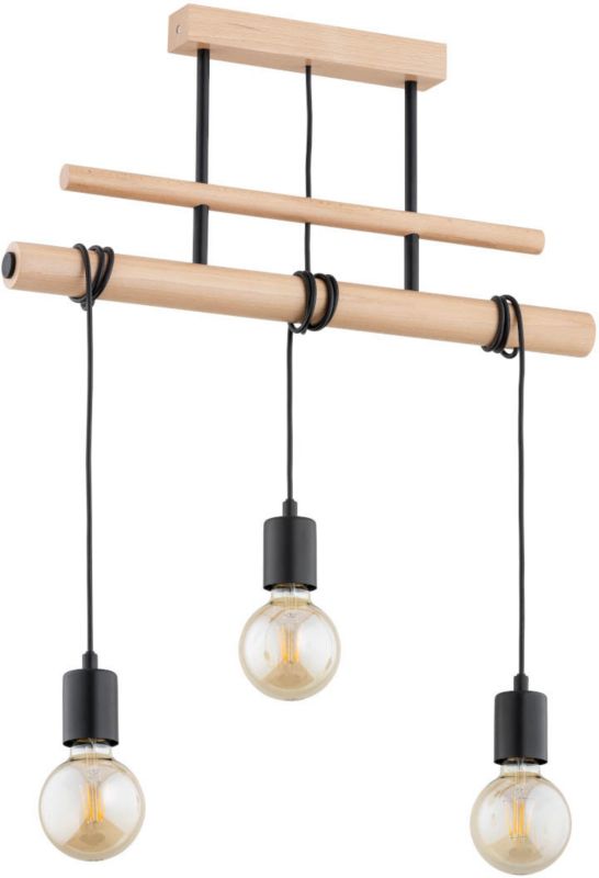 Lampa wisząca Gento 3-punktowa E27 drewno