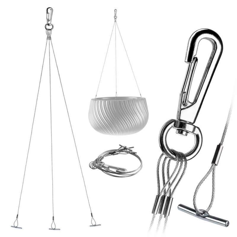 Wieszak Na Kwiaty KADAX metalowy Doniczkę Donice Potrójny Do Ogrod Linki Stalowe 1szt.