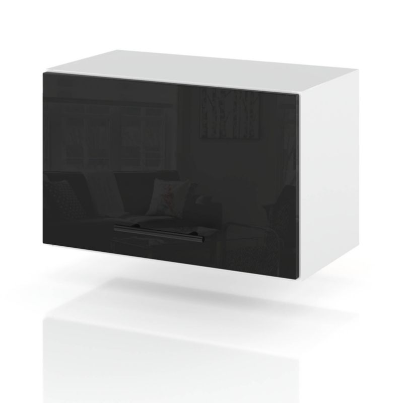 Szafka Kuchenna Hurtownia-Mebli Wisząca Okapowa OKAP60 sPremium 60cm Biały Mat Czarny Połysk 60x32x36 cm 1szt.