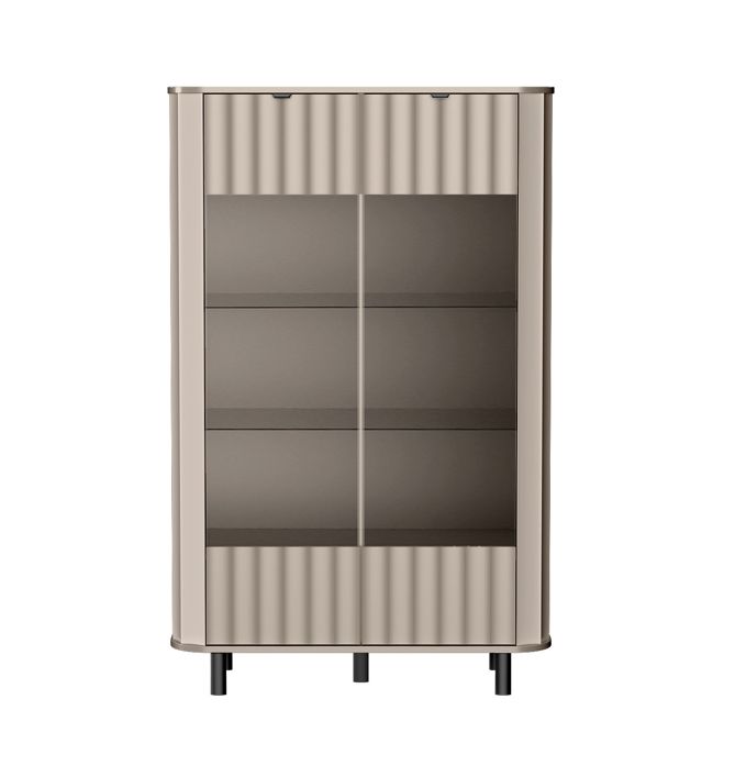 Witryna NOVADO 155 cm Clay Gray frezowane fronty czarne nogi nowoczesna 1 szt.