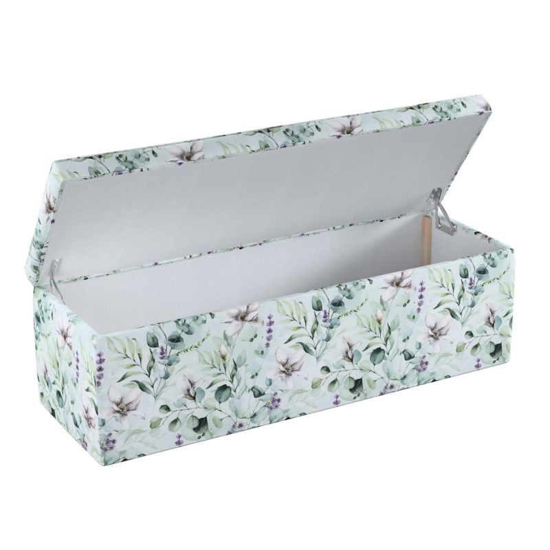 Skrzynia tapicerowana Dekoria 120 x 40 x 40 cm magnolie na miętowym tle 1 szt.