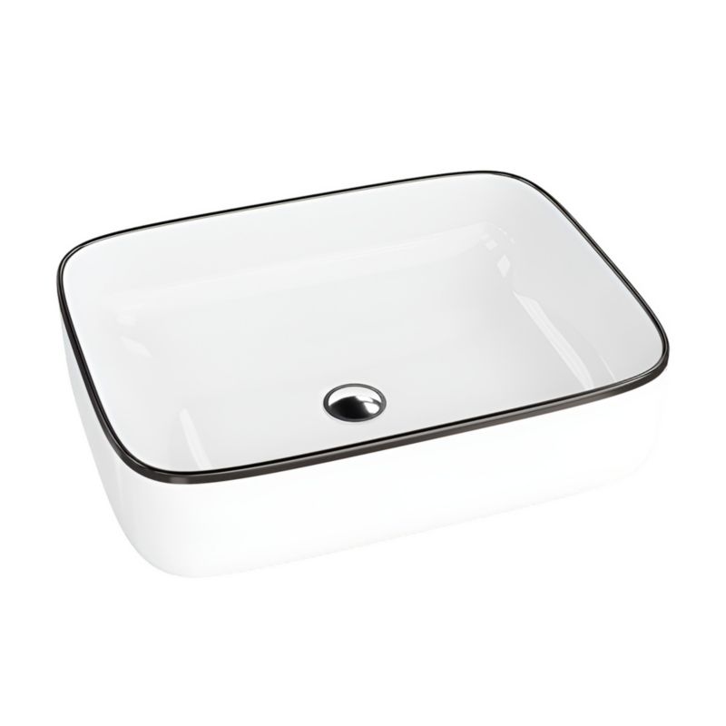 Umywalka SOLIDER Gilia Black Line z cienkim rantem, nablatowa umywalka wykonana z ceramiki, 50x40x14cm, biało-czarna, 1 szt