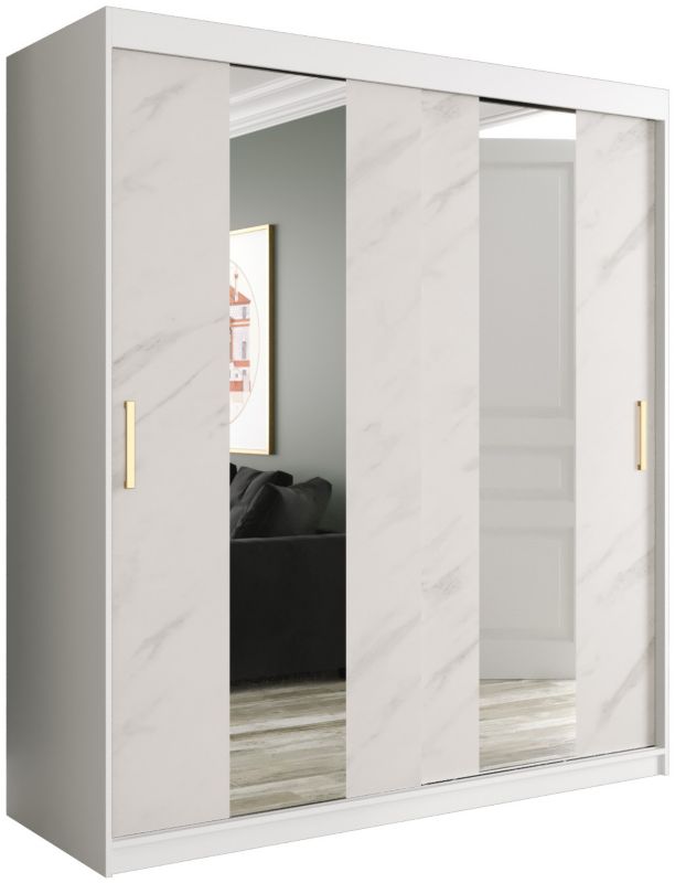 Szafa przesuwna Garderoba Abiks Marmur POLE 180 biały + biały 1 szt.