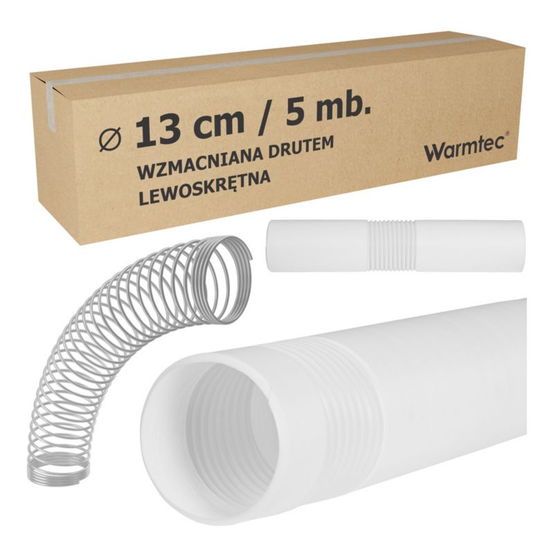 Rura do klimatyzatora przenośnego Warmtec wzmocniona harmonijkowa lewoskrętna 13cm/5m 1szt.