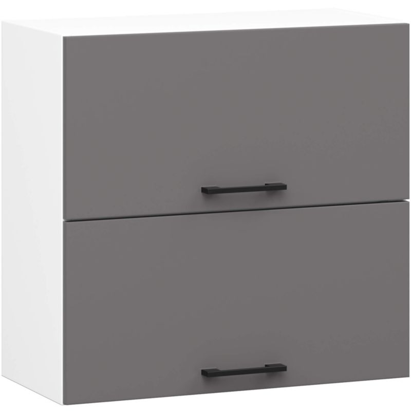 Szafka kuchenna podwójna Akord W60 system Oliwia Biała 60 cm 2 drzwi kolor Grafit Szary mat 2 półki 60x30x58 cm 1 szt.