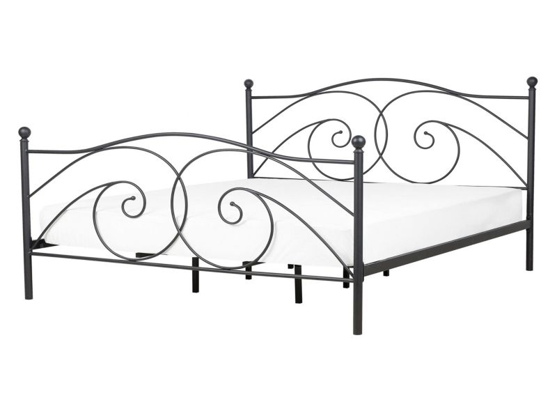 Łóżko metalowe 140 x 200 cm czarne Dinard 1 szt.