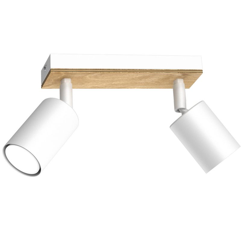 Lampa sufitowa Luminex Tulon biały mat-jasne drewno Listwa z lampami 2 x GU10 x 8W wym: 15,5 x 20 x 5,5 cm - 1 szt.