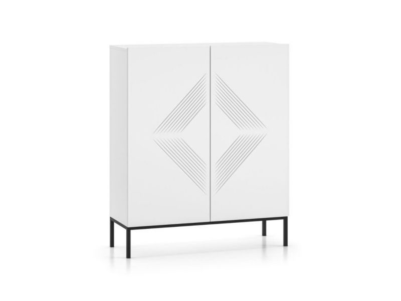 Komoda ML Meble wysoka KLARA 100 2D biały mat z podstawą 1 szt.