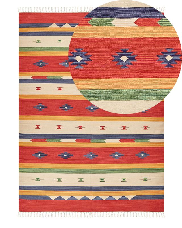 Dywan bawełniany kilim 140 x 200 cm wielokolorowy Alapars 1 szt.