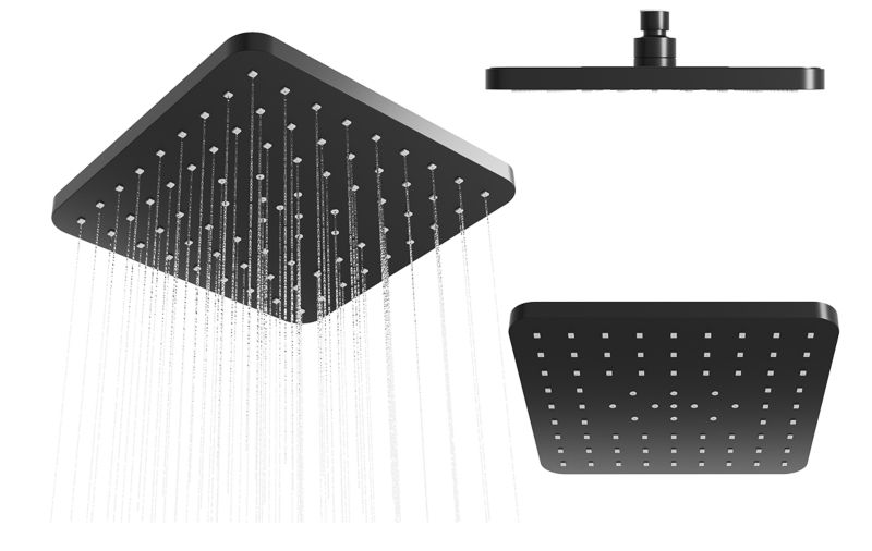 Deszczownica Natryskowa Prysznicowa Czarna Kwadratowa K - 225 mm 1 szt.