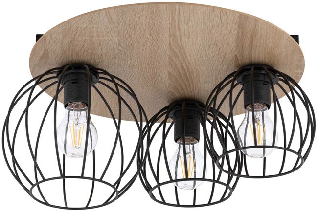 Plafon Cyber 3-punktowy E27 dąb / czarny