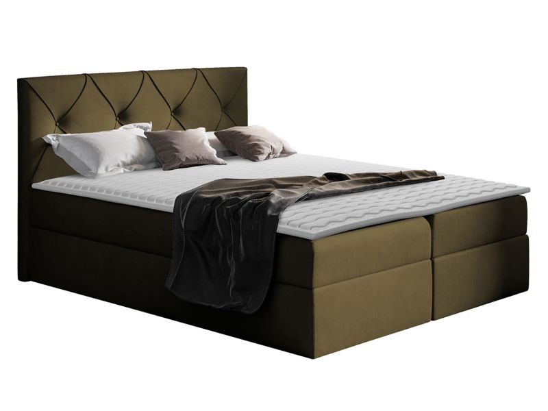 Łóżko kontynentalne MIRJAN 24 Crystal 180x200 ciemna oliwka 1 szt.