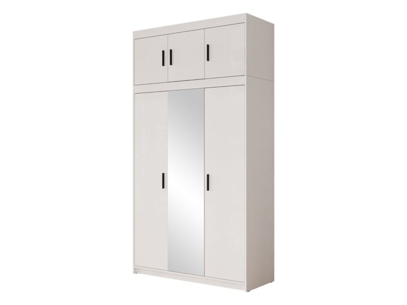 Szafa trzydrzwiowa z lustrem i nadstawką MIRJAN 24 Elena 3D biały 1 szt.