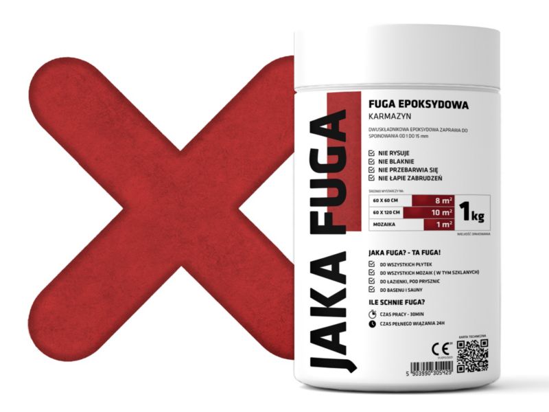 JAKA FUGA epoksydowa fuga Karmazyn Czerwona do płytek i mozaik 1kg 1 szt.