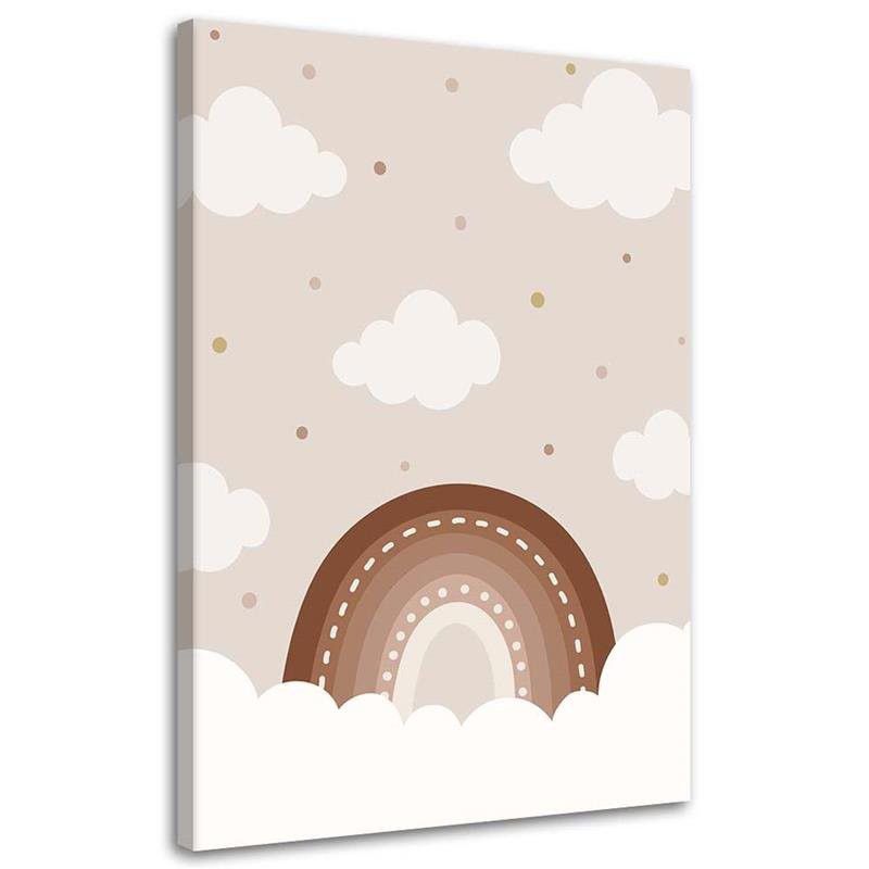 Obraz do pokoju dziecka Feeby Chmurki Tęcza Beżowy 80x120cm 1szt