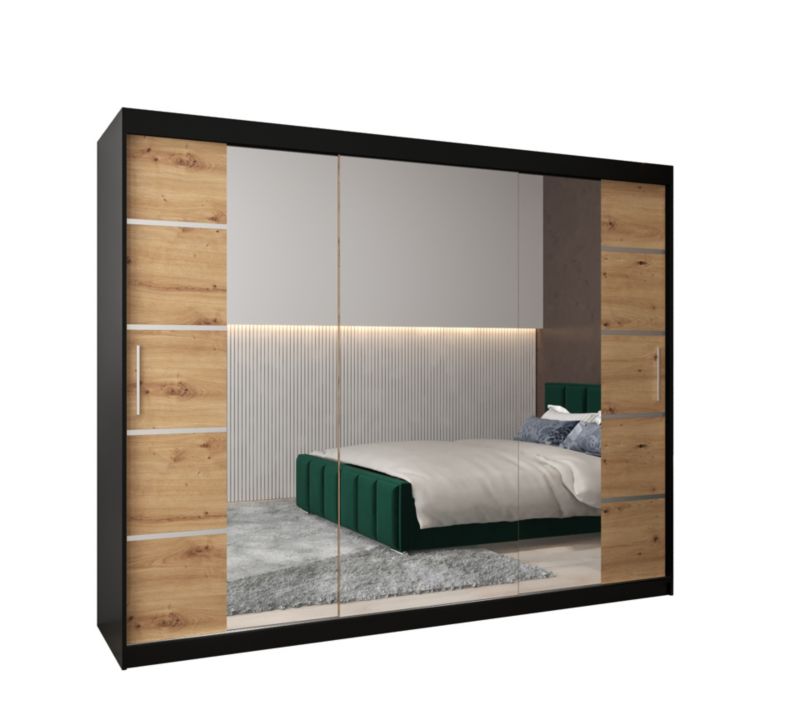 Szafa przesuwna Garderoba Abiks Verona 4 250 czarny + artisan 1 szt.