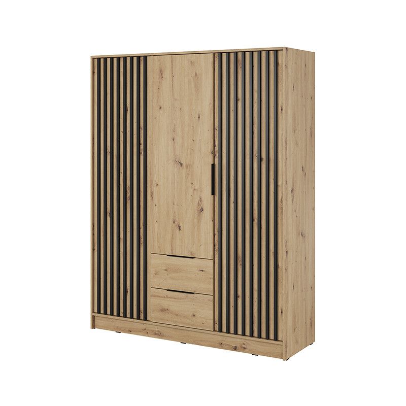 Szafa trzydrzwiowa z szufladami Bettso Nelly 3D z lamelami dąb artisan 1szt.