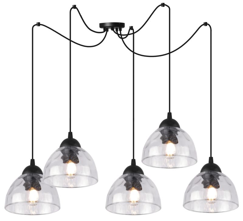 Lampa sufitowa wisząca Light Home LH Pająk Venice 5x E27 60W klosz bezbarwny 1szt.