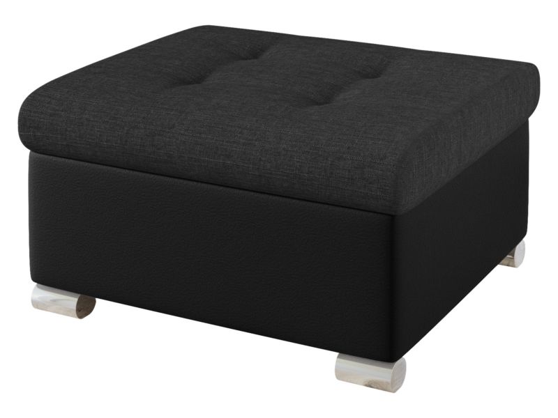 Pufa MIRJAN 24 Niko Mała czarna ekoskóra/grafitowa plecionka 1 szt.