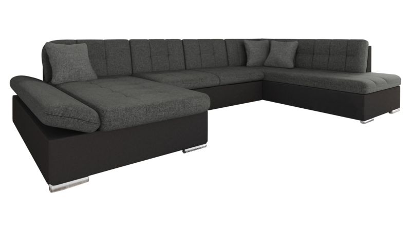 Narożnik z funkcją spania MIRJAN 24 Bergen prawy czarna ekoskóra/grafitowy/szary 1 szt.